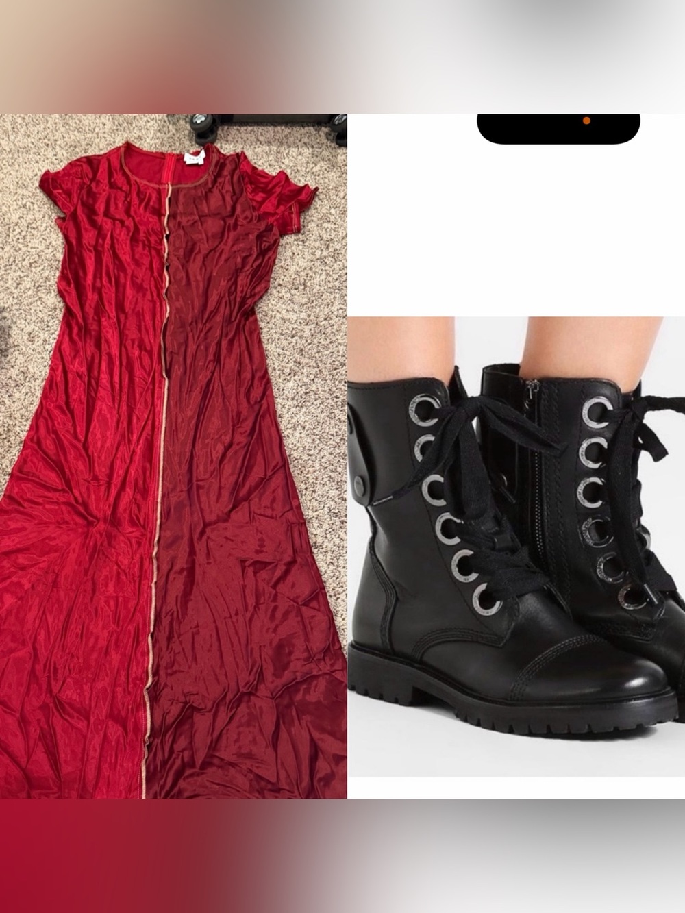 Vintage DKNY Two-Tone Red Maxi Dress